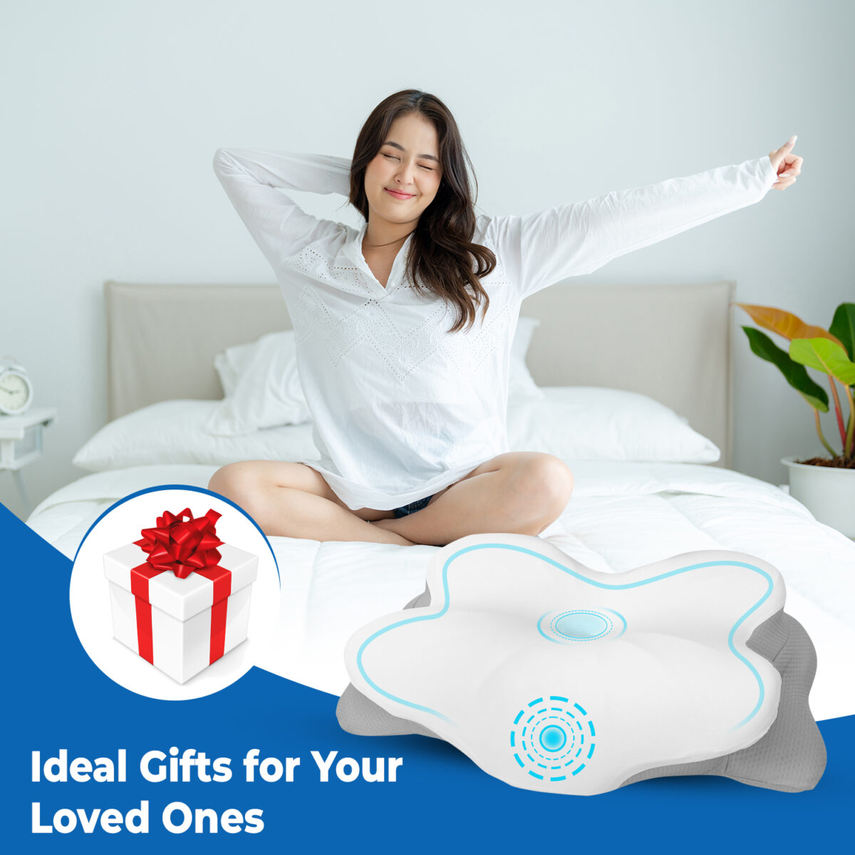 NIXGEN Premium Butterfly Cervical Memory Foam Pillow White - Image 4