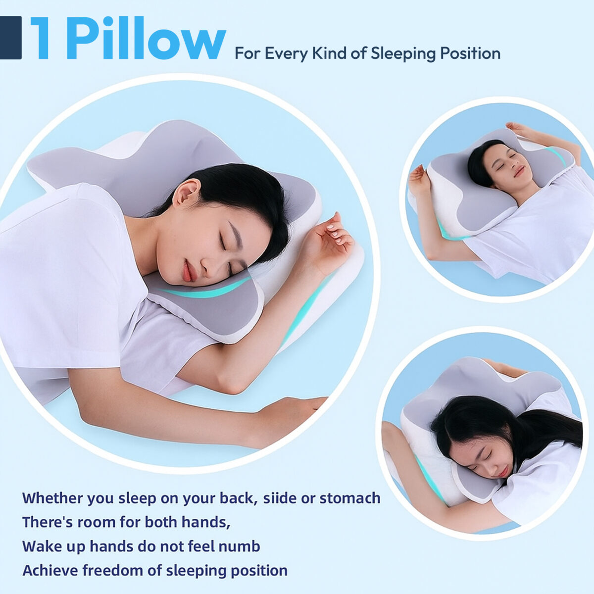 Nixgen Cervical Memory Foam Pillow Grey nix-786 - Image 3